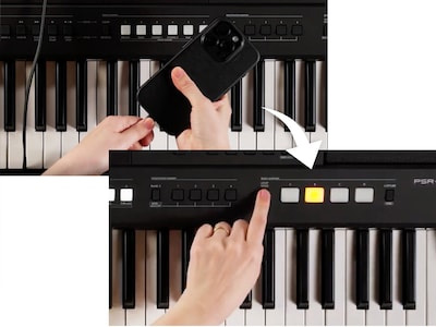 Нажатие кнопки SYNC на YAMAHA PSR-E483