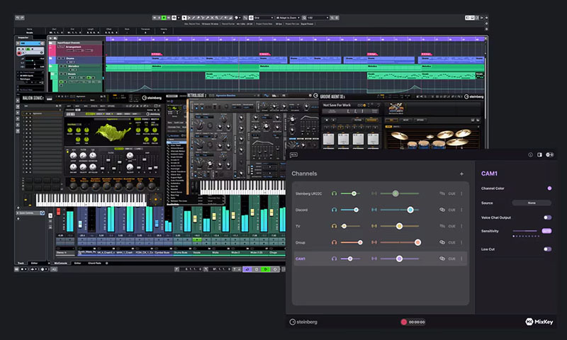 Застосунок Steinberg MixKey для мікшування звуку під час стримів поверх вікна Cubase