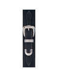 PW25LBB00 Belt Buckle Leather Guitar Strap, Black, зображення 2