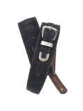 PW25LBB00 Belt Buckle Leather Guitar Strap, Black, зображення 1
