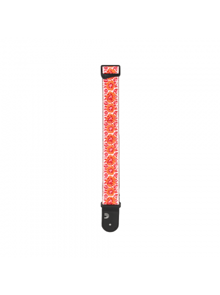 50PCLV00 PEACE & LOVE WOVEN GUITAR STRAP - Pink and White, зображення 3