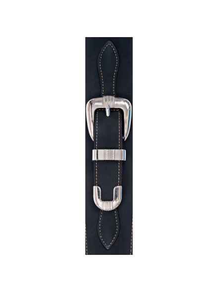 PW25LBB00 Belt Buckle Leather Guitar Strap, Black, зображення 2