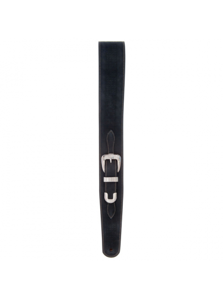 PW25LBB00 Belt Buckle Leather Guitar Strap, Black, зображення 3