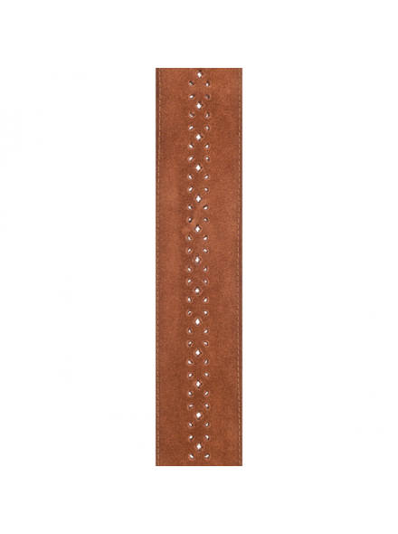 PW25PRF04 Vented Leather Guitar Strap, Camel Suede Rosette, зображення 2