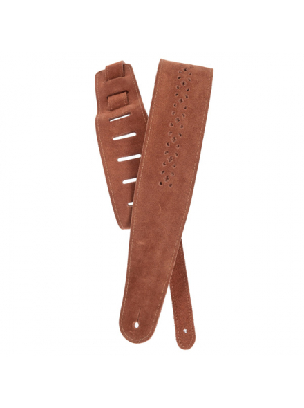 PW25PRF04 Vented Leather Guitar Strap, Camel Suede Rosette, зображення 1