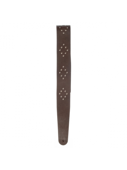 PW25VNRD01DX Blasted Leather Guitar Strap, Brown with Brass Rivets, зображення 3