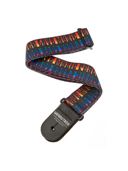 PW50W02 Woodstock Guitar Strap, Peace, Love, and Music, зображення 1